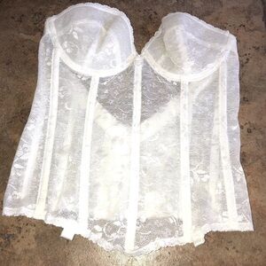 Adonna White Lace Bustier, Corset 34B, Vintage Looks New
